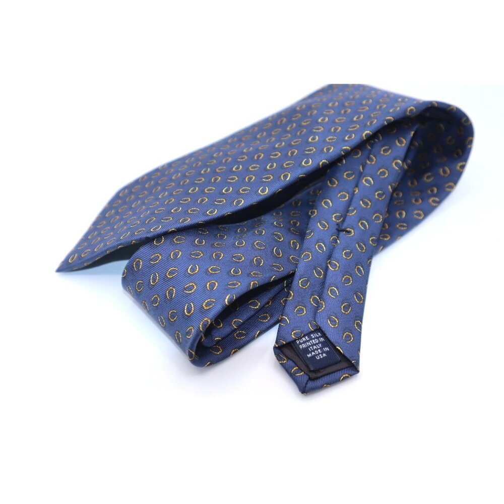 Brooks Brothers Navy & Gold Patterned Silk Tie NWT Horseshoe
